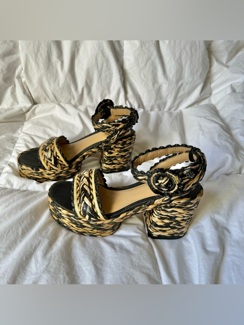 SAM EDELMAN ‘Iliana’ Ankle Strap Woven Platform Heels Size 8